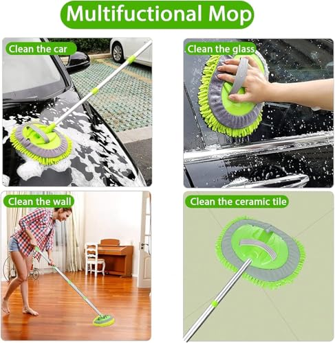 Mayaglory Alüminyum Gövdeli Teleskopik Araç Yıkama Mopu Uzayabilir Saplı Mikrofiber Mop, Yedek Bezli, Çıkarılabilir Başlık, Araba Fırçası ,Oto Fırça , Çizmez Kırılmaz (Araba Yıkama Fırcası (OtoMop)) – MaviKutu