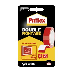 Pattex Double Montage Çift Taraflı Montaj Bandı, İç ve Dış Mekanlar İçin Uygun Ekstra Güçlü ve Dayanıklı Bant Yapıştırıcı, Beyaz, 19 mm x 1,5 m – MaviKutu