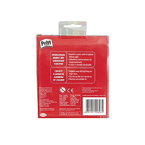 Pritt Keçeli Kalemler, çocuk dostu zararsız boya, su bazlı renkli kalem, silinebilir boya kalemi, dayanıklı kırtasiye malzemesi, 12 Renkli Paket – MaviKutu