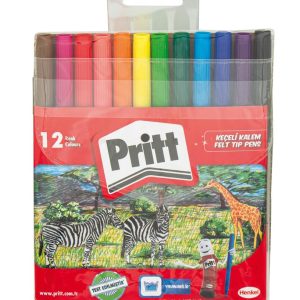 Pritt Keçeli Kalemler, çocuk dostu zararsız boya, su bazlı renkli kalem, silinebilir boya kalemi, dayanıklı kırtasiye malzemesi, 12 Renkli Paket – MaviKutu