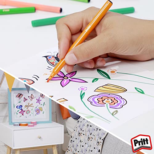 Pritt Keçeli Kalemler, çocuk dostu zararsız boya, su bazlı renkli kalem, silinebilir boya kalemi, dayanıklı kırtasiye malzemesi, 12 Renkli Paket – MaviKutu