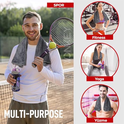 Wonkey Sporcu Fitness Antreman Havlusu 30×100 cm, Ultra Hafif ve Hızlı Kuruyan Mikrofiber Spor Havlu, Gym Boks Pilates Tenis Havlusu (2 Adet 30×100, Gri) – MaviKutu