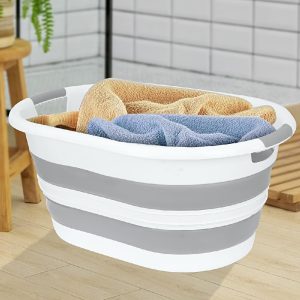38 Litre Katlanabilir Silikon Çamaşır Sepeti Akordiyon Katlanır Sele Yer Kaplamayan Taşınabilir Ergonomik Kulplu Dayanıklı ve Hafif Depolama Sepeti Banyo ve Ev Kullanımı Kirli Sepeti GRİ, 38 LİTRE) – MaviKutu