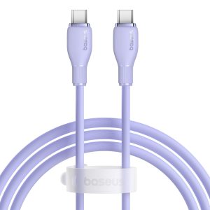 Baseus Pudding Hızlı Şarj Özellikli Type-C to Type-C Kablo 100W, 1.2 Metre, Mor – MaviKutu
