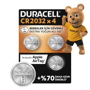 Duracell Cr 2032 Lityum Düğme Pil (4’Lü Paket) 3V, (Cr2032) – MaviKutu