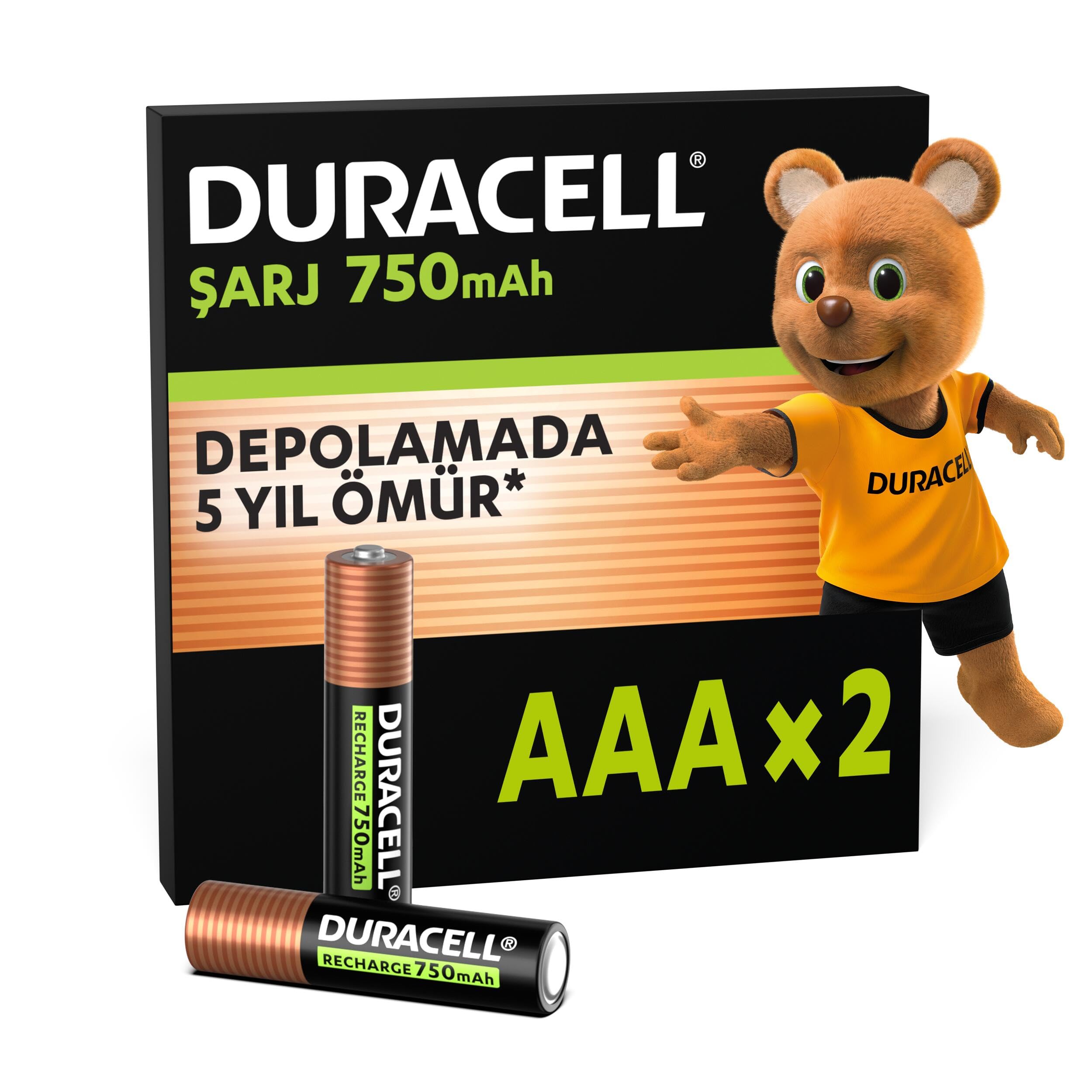 Duracell Şarj Edilebilir AAA Ince Kalem Pil (2'Li Paket) 750 Mah Nimh, 1000 Sarj Döngüsü, Önceden Sarj Edilmiştir – MaviKutu