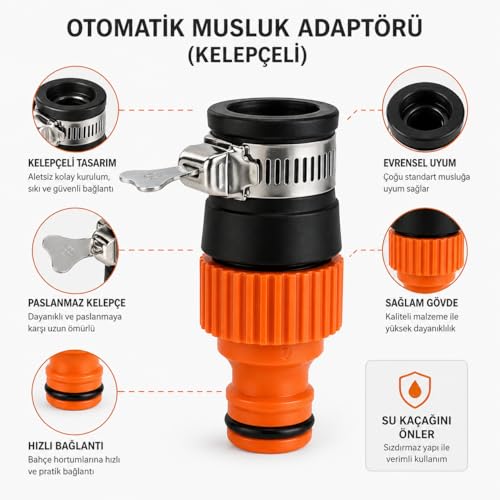 Orret Home Musluk Ucu Hortum Aparatı Kelepçeli Musluk Adaptörü Evrensel Uyumlu Hızlı Bağlantı Bahçe Hortum Bağlantı Aparatı Sızdırmaz Musluk Başlığı – MaviKutu