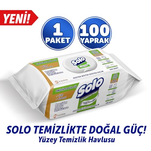 SOLO Yüzey Temizleme Mendili Doğal Güç Beyaz Sabun 100 Yaprak – MaviKutu