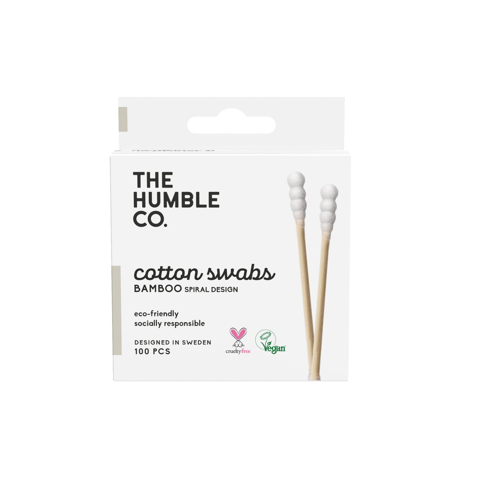 The Humble Co. Humble Brush Bamboo Cotton Swabs Spiral White- Spiral Kulak Çubuğu Beyaz, Çevre dostu pamuklu kulak çubukları, plastik içermeyen ambalaj, doğal renkli pamuktan kulak çubukları – MaviKutu